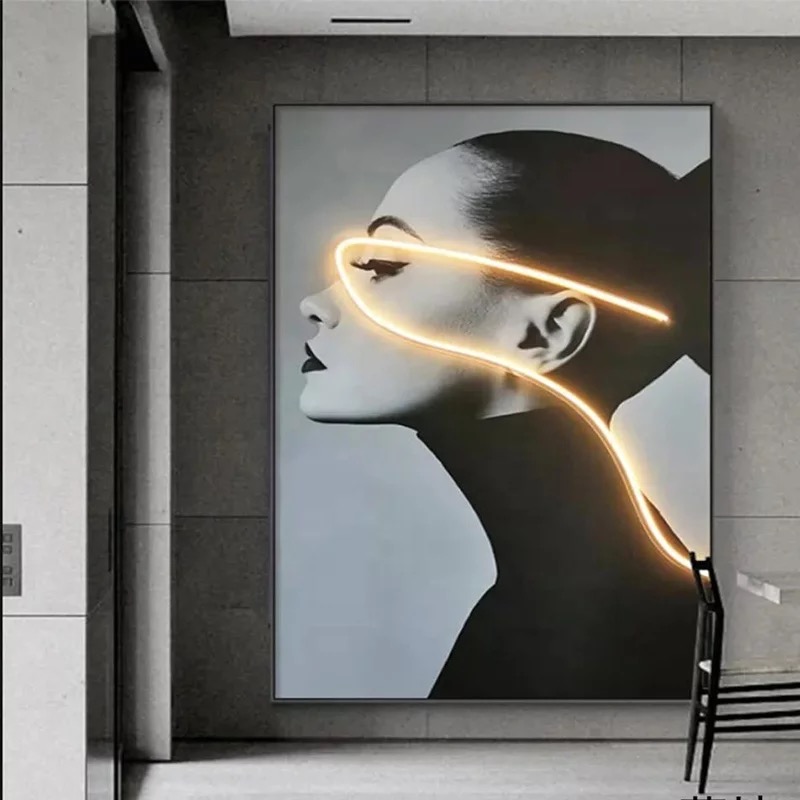 Rectangular wall frame light panel adding depth to an accent wall